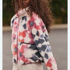 FP Movement by Free People hit the slopes Fleece Jacket - Pink, White, Black
